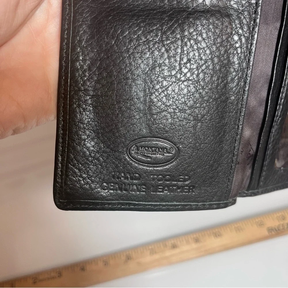 Buffalo Brand Traders Black & Brown Embossed Leather Wallet – Western Studded